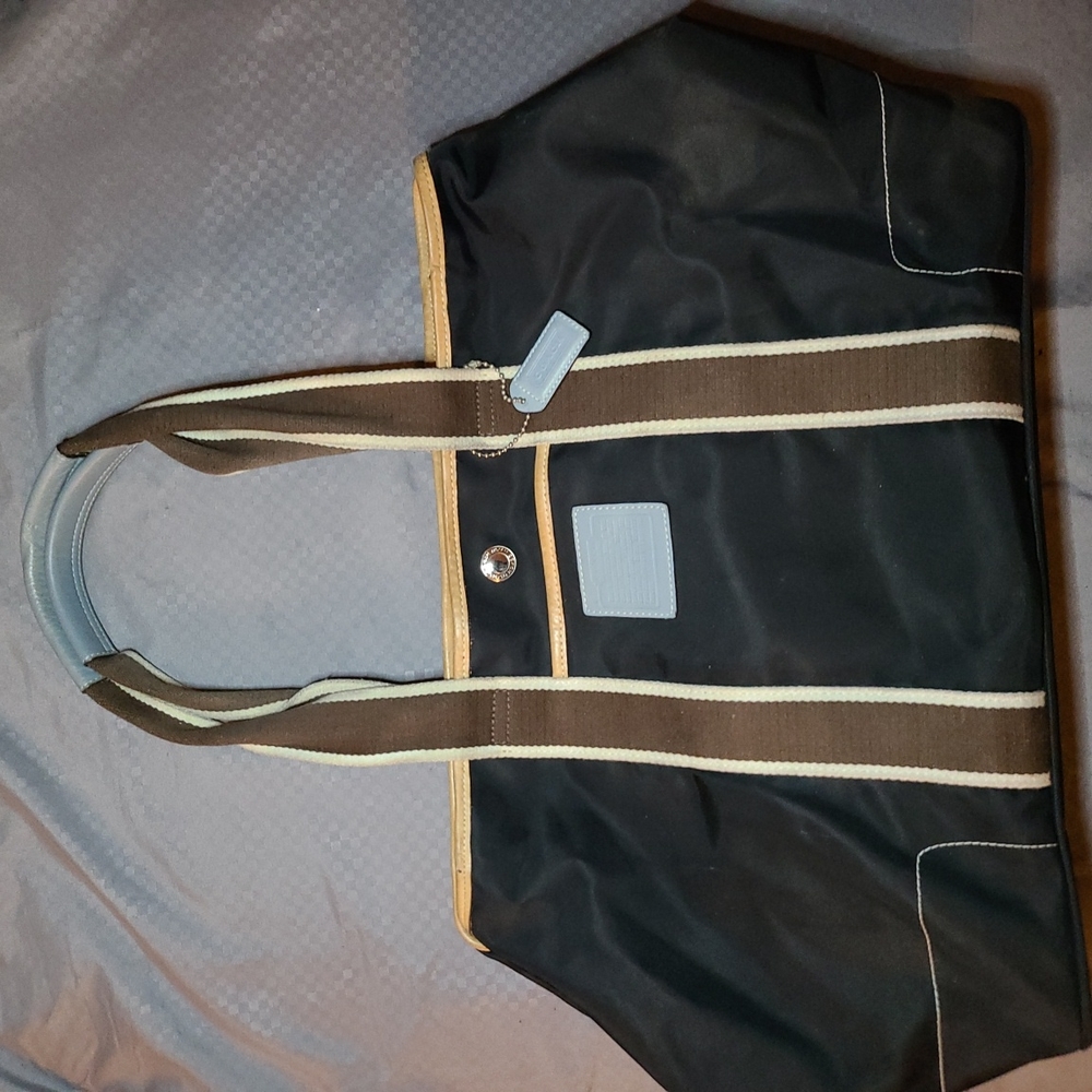 Coach blk/brown nylon purse